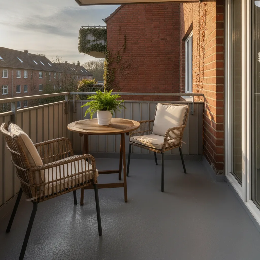 Frisch renovierter Privatbalkon mit neuer Beschichtung